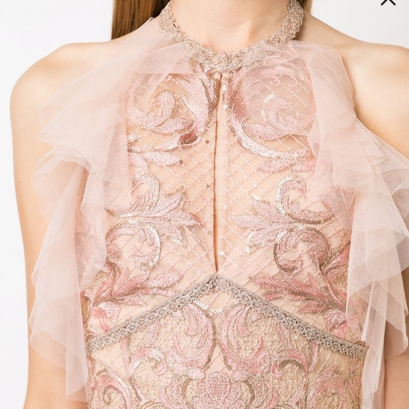 Marchesa Notte Embroidered Blush Gown - Picture 2 of 5